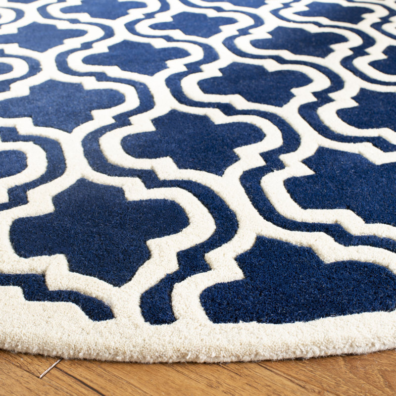 Carolene Hand Tufted Wool Geometric Rug, Round 5'