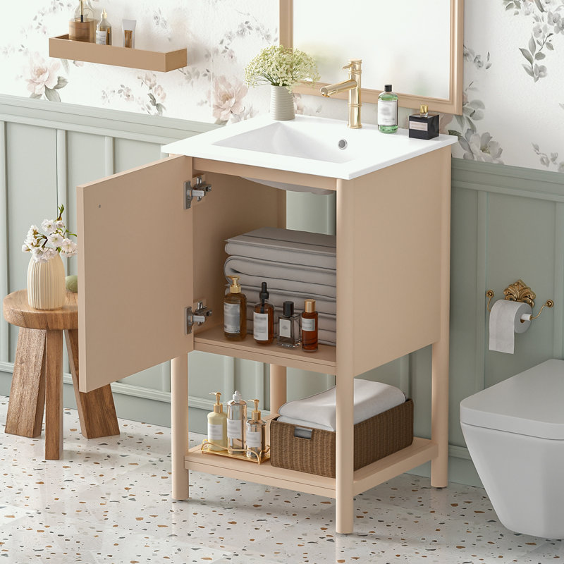 Bathroom Vanity with Sink, Soft Closing Door and bottom Shelf