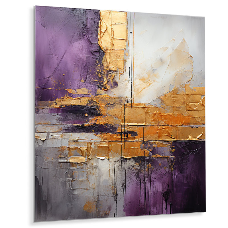 Or, fractale abstraite mauve III sur impression métallique, H 40 po x l 30 po