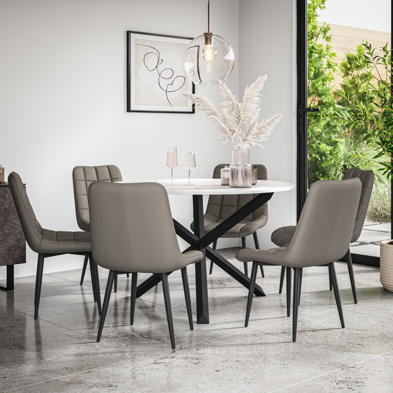 Darcus 6 - Person Dining Set, Black/Black/Black