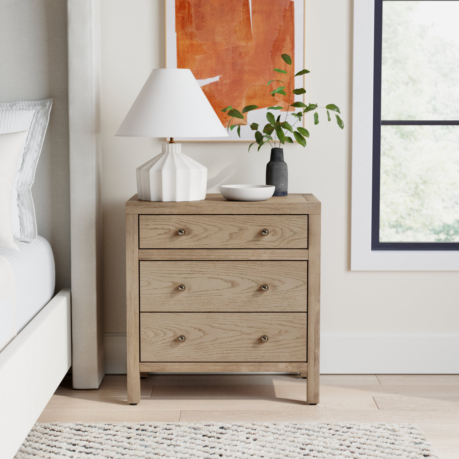 Celine 25" 3-Drawer Dresser, Light Oak