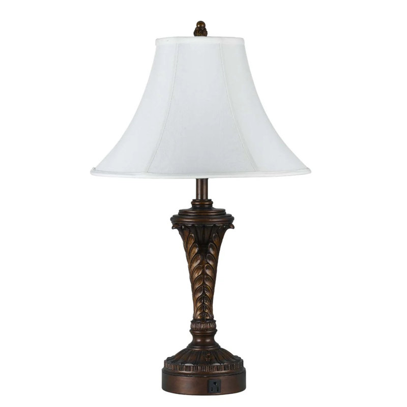 Lampe de table Hotel en métal noyer antique en résine 30 po H