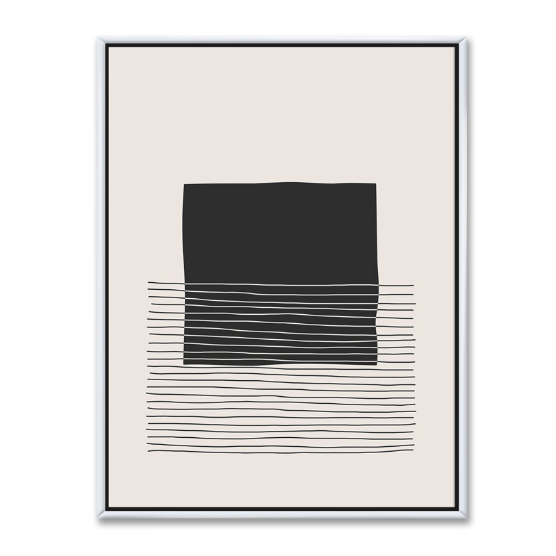 Kiro Minimal Geometric Lines and Squares VIII - Floater Frame Print on Canvas, 20'' H x 12'' W x 1'' D, White Framed Canvas