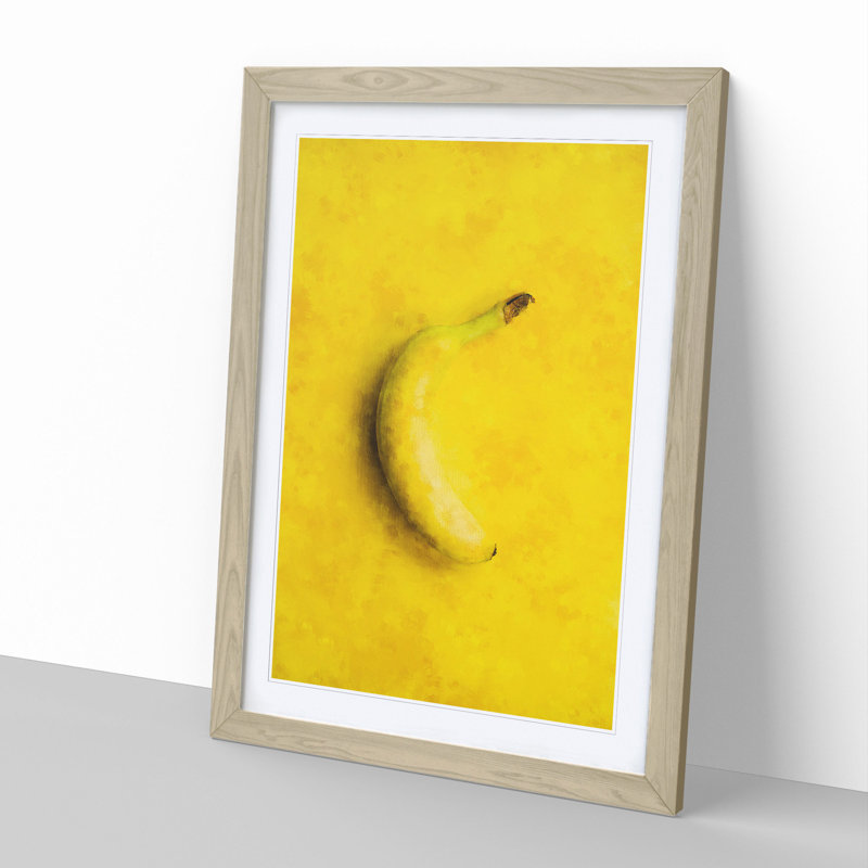 Yellow Banana - Picture Frame Graphic Art, 48cm H x 36cm W x 2cm D, Oak Framed