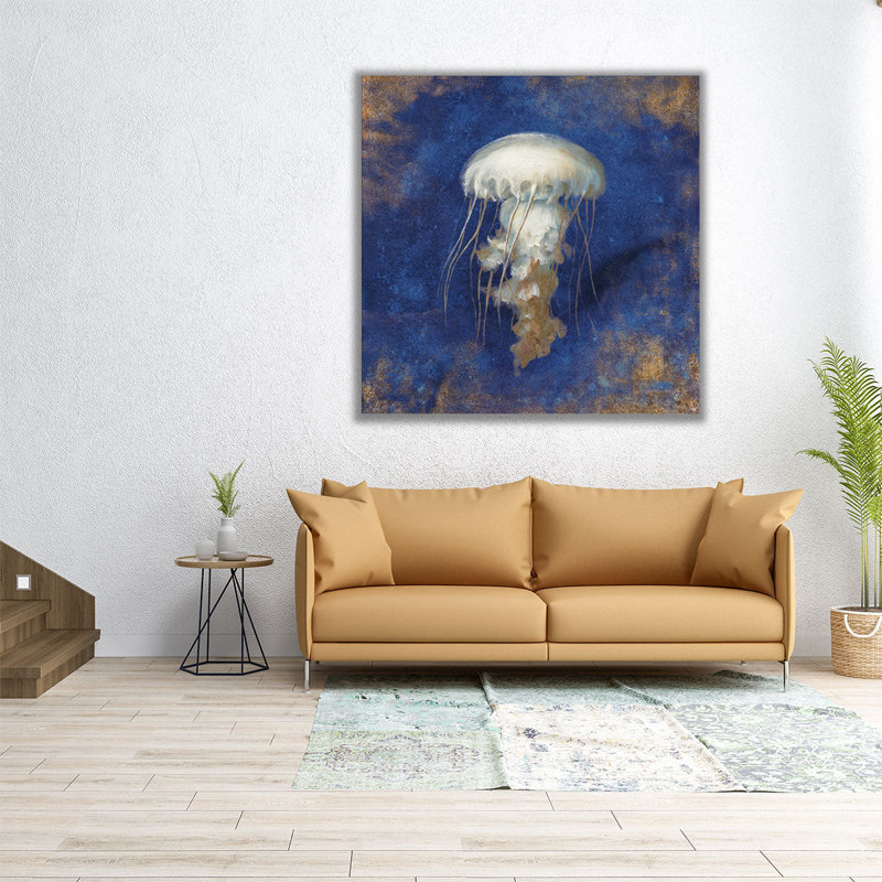 «Treasures from the Sea Indigo VI», reproduction d'art sur toile, H 20 po x l 20 po