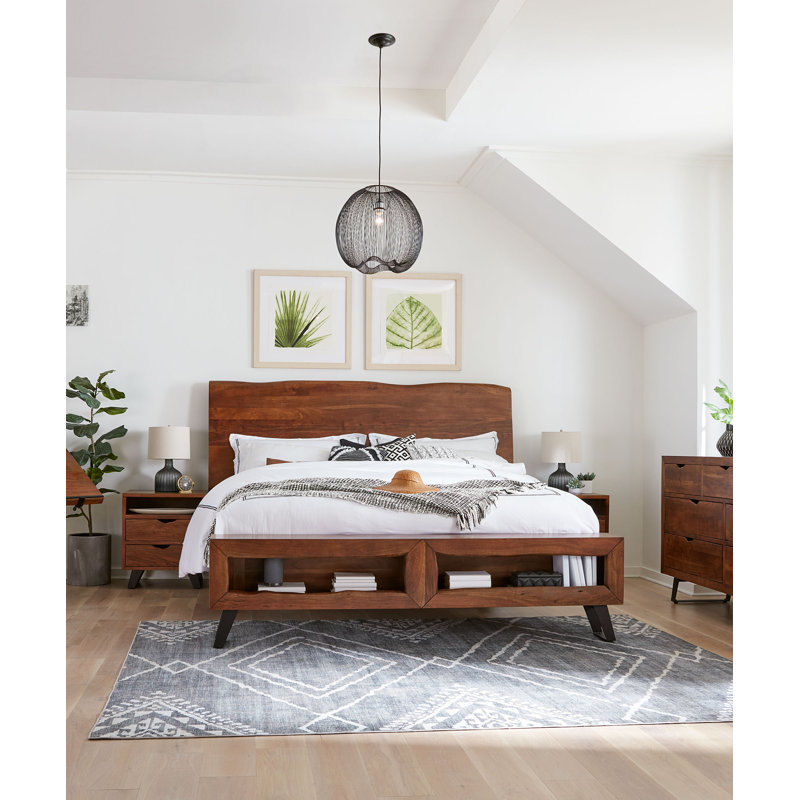 London Loft Solid Wood Bed, Brown