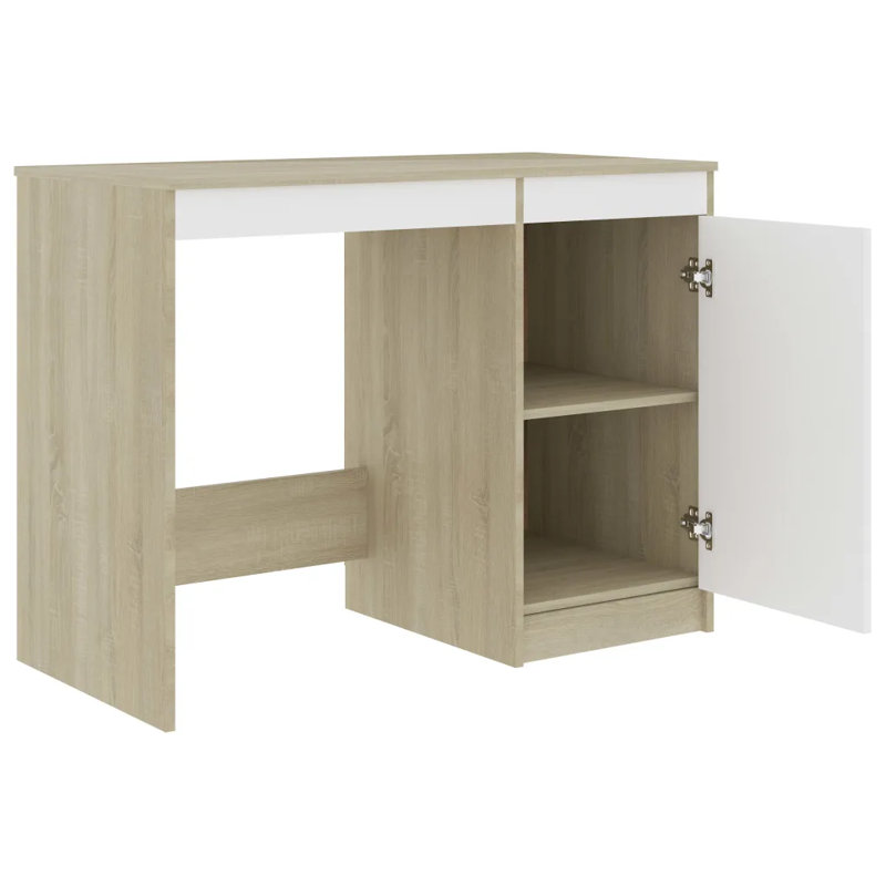 Windover Writing Desk, White/Sonoma Oak