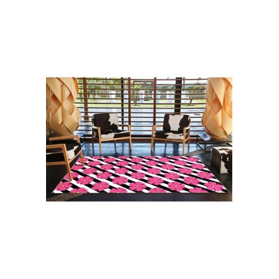 Pink Floral Mixed Color Floral Decorative Carpet