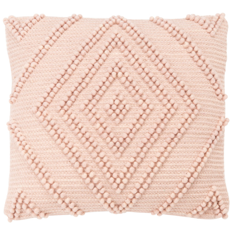 Rose Wool Blend Geometric Knit Accent Pillow