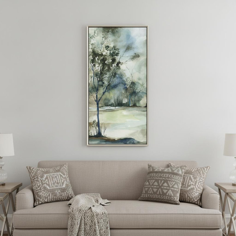 «Forest Grove I», reproduction d'art sur cadre flottant argenté