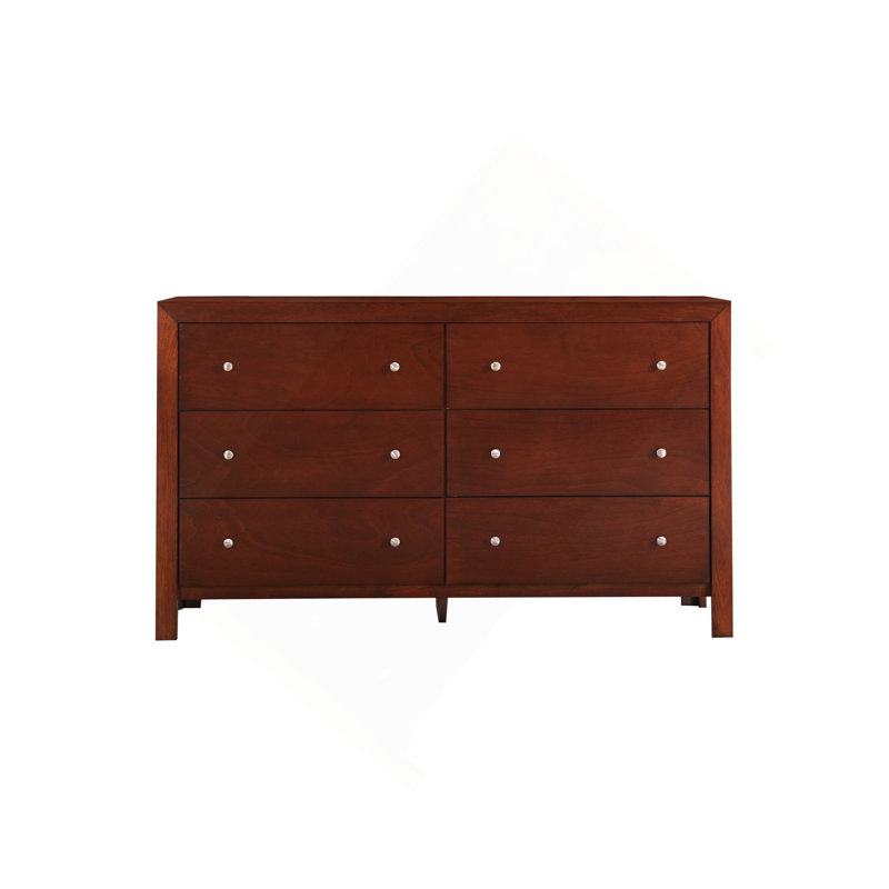 Commode 6 tiroirs avec boutons, Cerisier