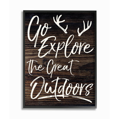 « go explore the great outdoor antlers », art mural en bois vieilli