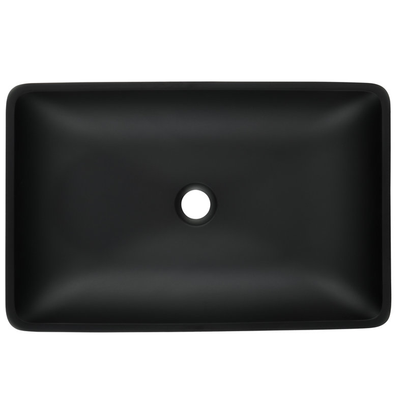 KISRAIS 5 " Glass Square Bathroom Sink with Faucet, Matte Black