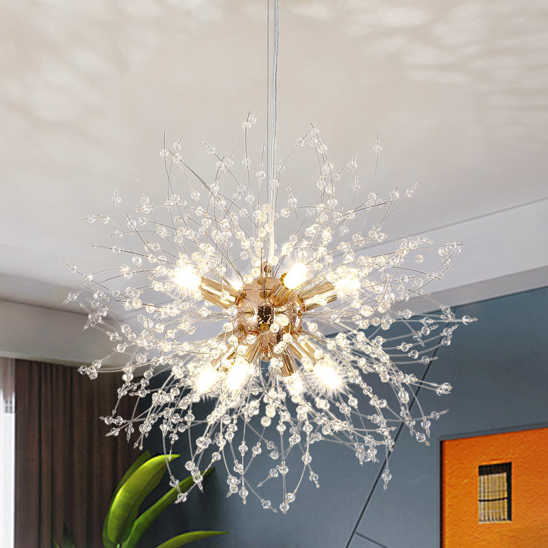 Lustre sphérique Spoutnik à 8 lumières à intensité variable Ranada, Or