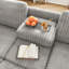 Canapé-lit d'angle surdimensionné de 121 pouces avec lit gigogne et méridienne de rangement, canapé en forme de U à 5 places en tissu velours côtelé moelleux avec 3 coussins et table rabattable pour salon (gris)