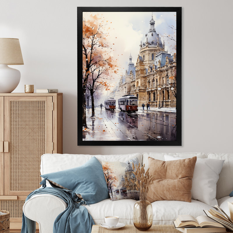 «Paris Boulevard Haussmann Splendor II», reproduction sur toile, H 32 po x l 16 po x P 1 po, Cadre photo noir