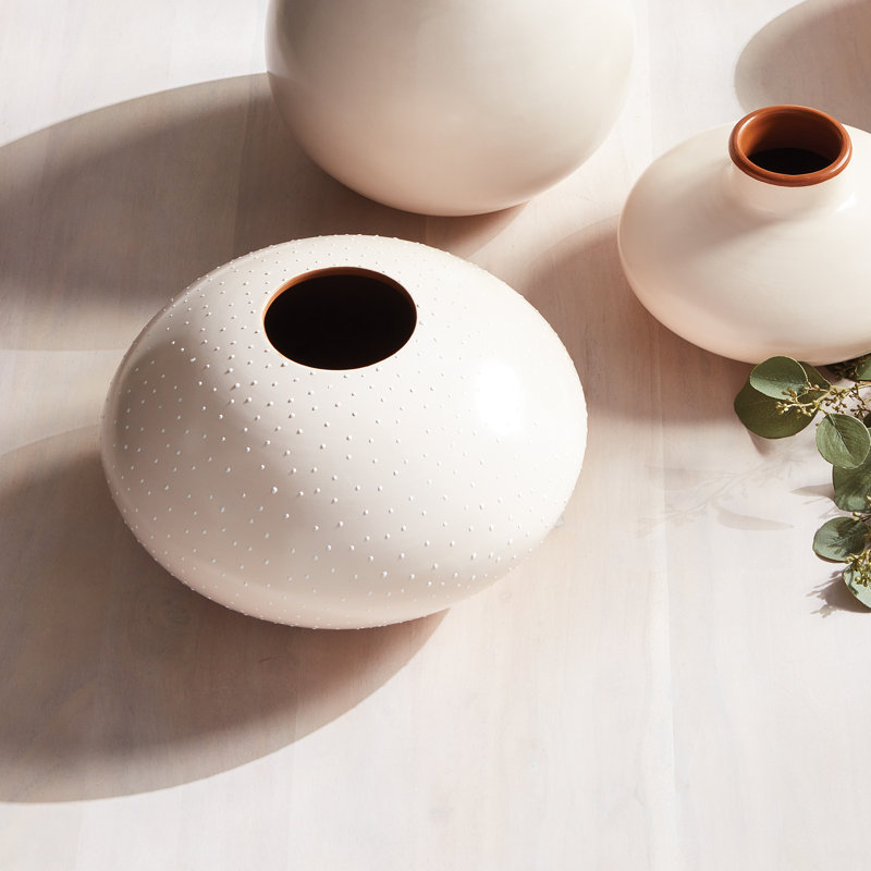 Keyla Handmade Table Vase, White, Overall Height- 8''