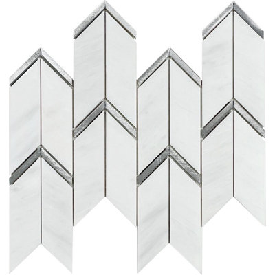 Harper 2" x 5" Herringbone/Chevron Mosaic Wall Tile