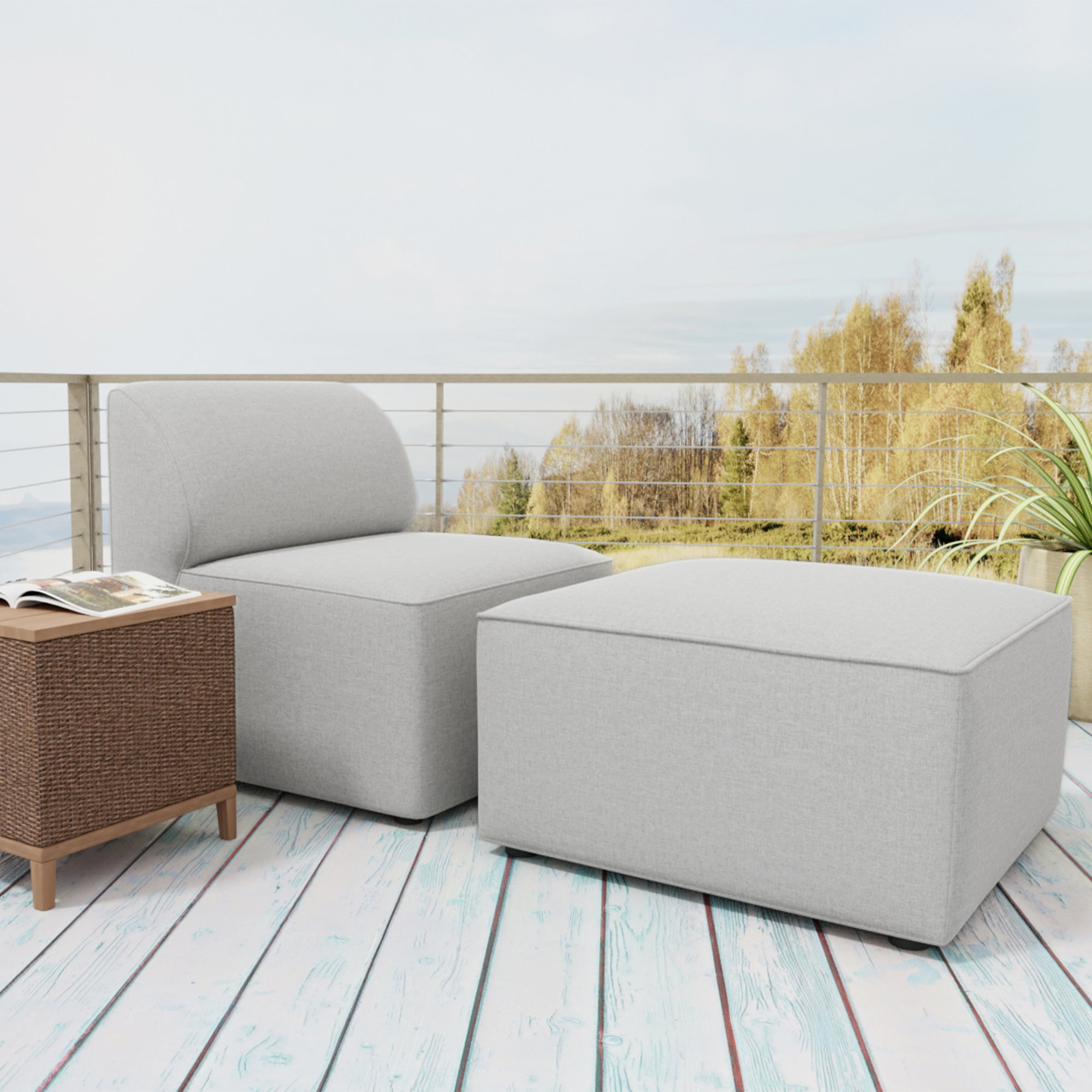 Big Joe Patio Outdoor Lounge Chair & Ottoman Set, Fresh Gray