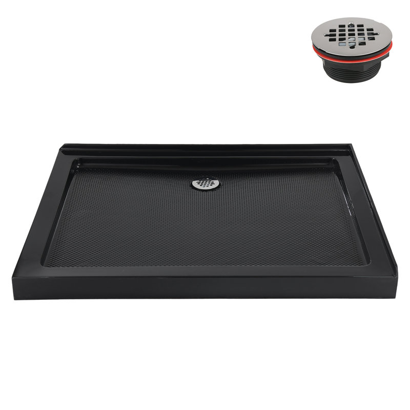 Streamline NT-2132-48BL-RH 48 in. x 36 in. Corner Acrylic Shower Base in Glossy Black with Right Hand Drain, Drain Included