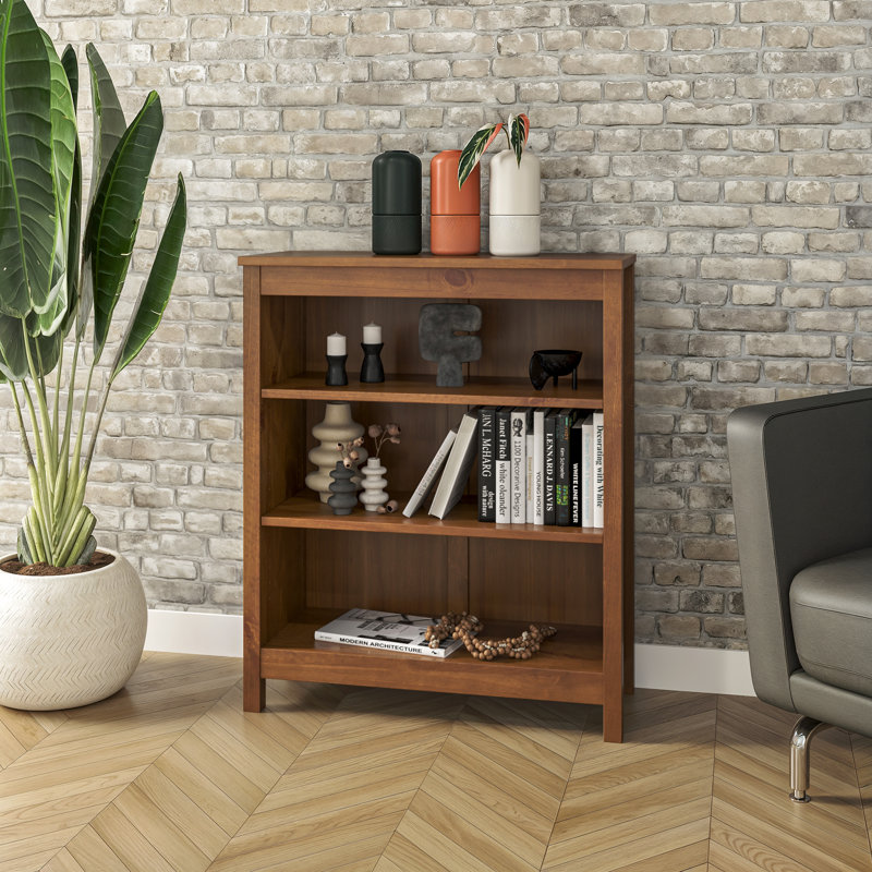Bibliothèque en bois massif de style Shaker classique, (3 tablettes) H 36 po x l 30 po x P 13,25 po, Pacane foncée