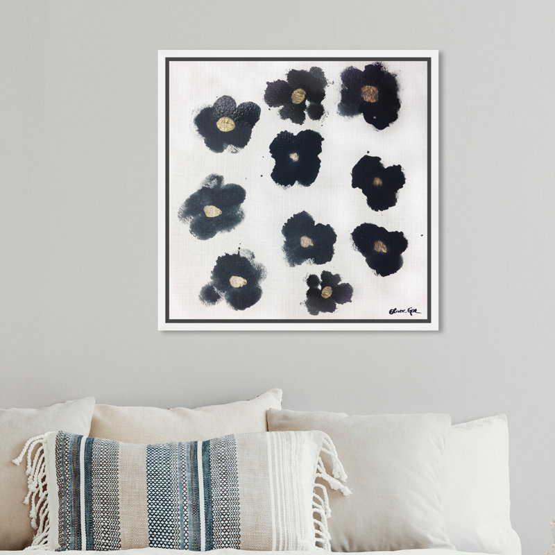 Coco's Gold Camellias - Graphic Art, White Framed, 12" H x 12" W, No Mat