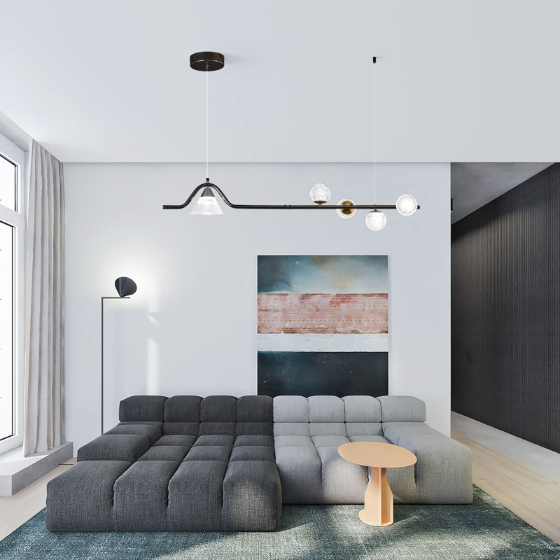 Luminaire suspendu unique à 5 lumières DEL noir