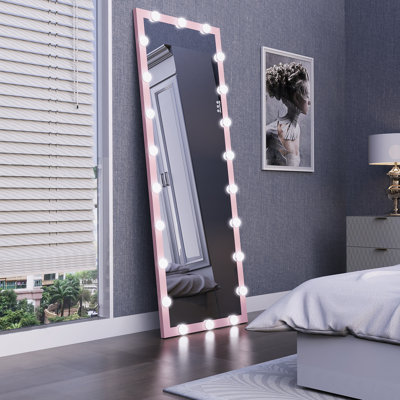 Miroir pleine grandeur mural pour chambre à coucher avec ampoules DEL à commande tactile