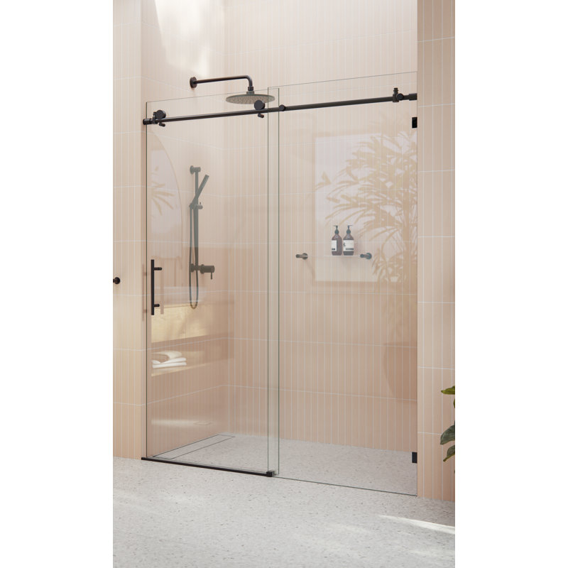 Eclipse 52 - 56 in. x 78 in. Fully Frameless Sliding Shower Door, Matte Black