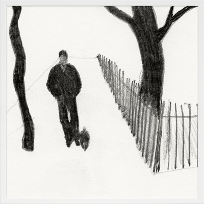 «Walking the Dog» par Simon Schneiderman - Reproduction de photo encadrée sur papier