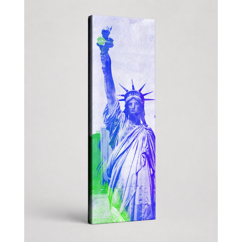 Statue de la Liberté, arc-en-ciel, art mural sur toile, 10" W x 30" H