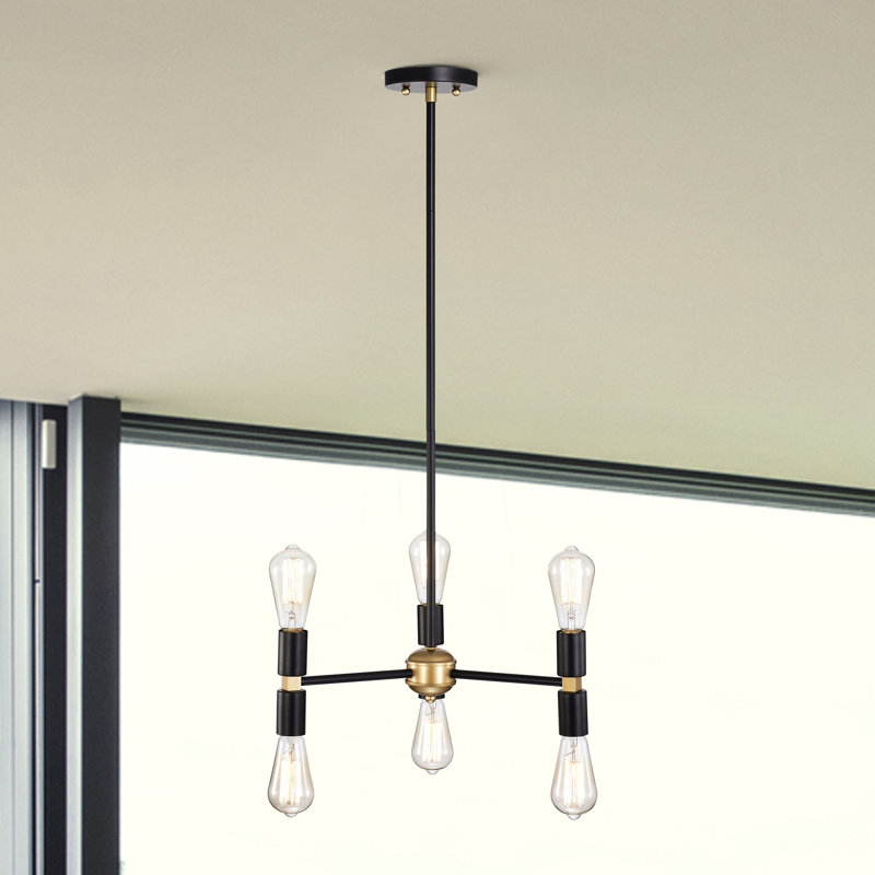 Lustre linéaire spoutnik moderne à 6 lumières Bazel