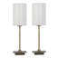 Pair (2x) Square Stick Antique Brass Metal Bedside Table Lamp 