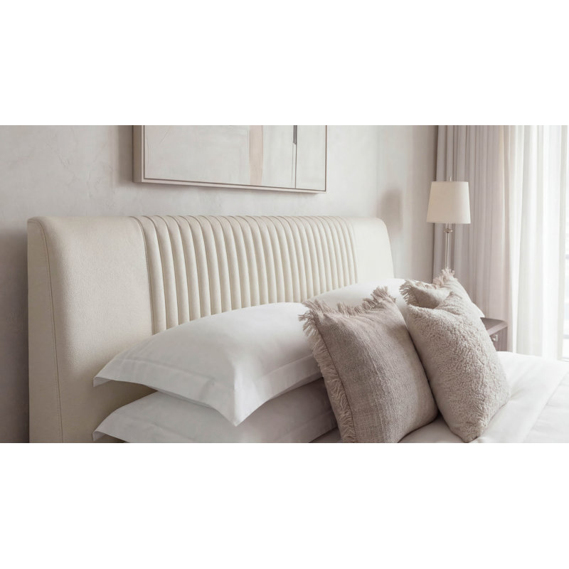 Kyoto Leather Bed, White, King