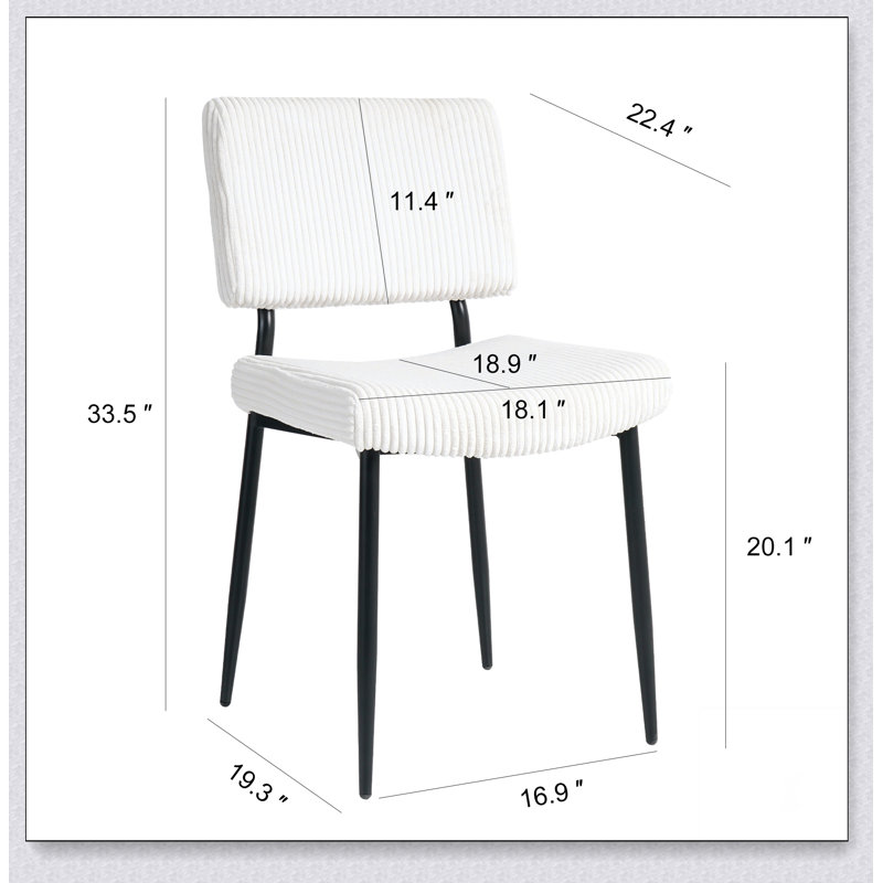 Chaise de salle à manger moderne et simple en tissu avec chaises rembourrées, Blanc