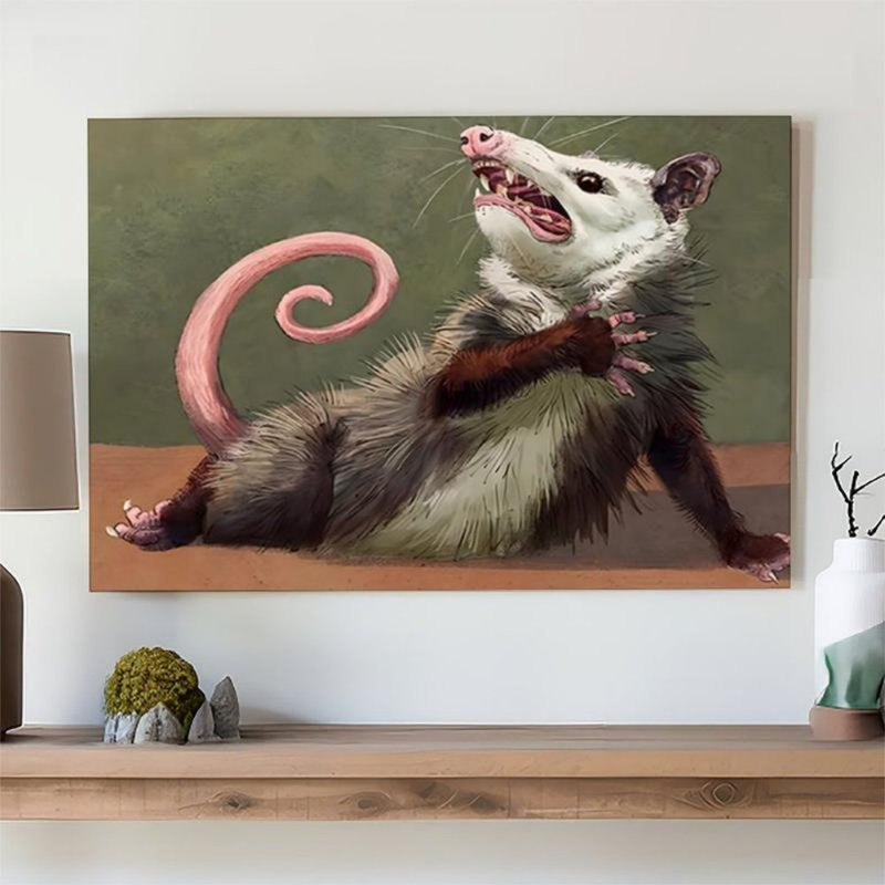 Impression sur toile «Whimsical Playful Opossum» - Urban Studio, 24*18 inch (60*45*2cm)