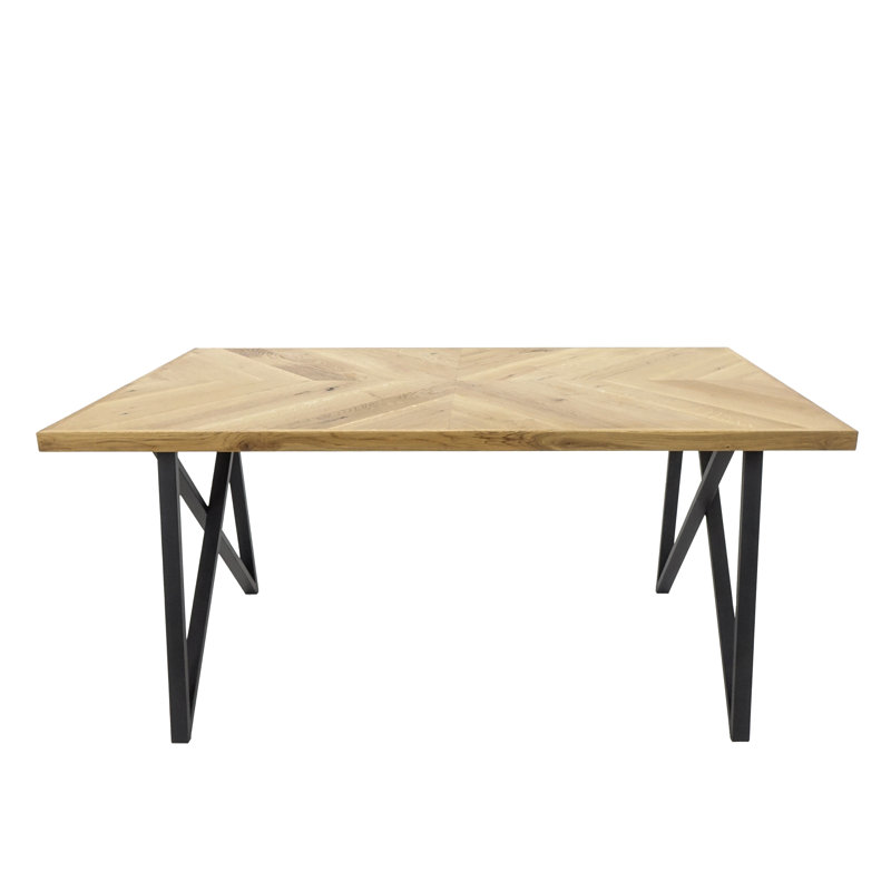 Florian Oak Metal Base Dining Table, H75 x L90 x W160cm, Natural Oil