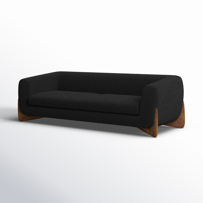 Canapé à accoudoirs arrondis 90 po Amala, Boucle, Bouclé noir