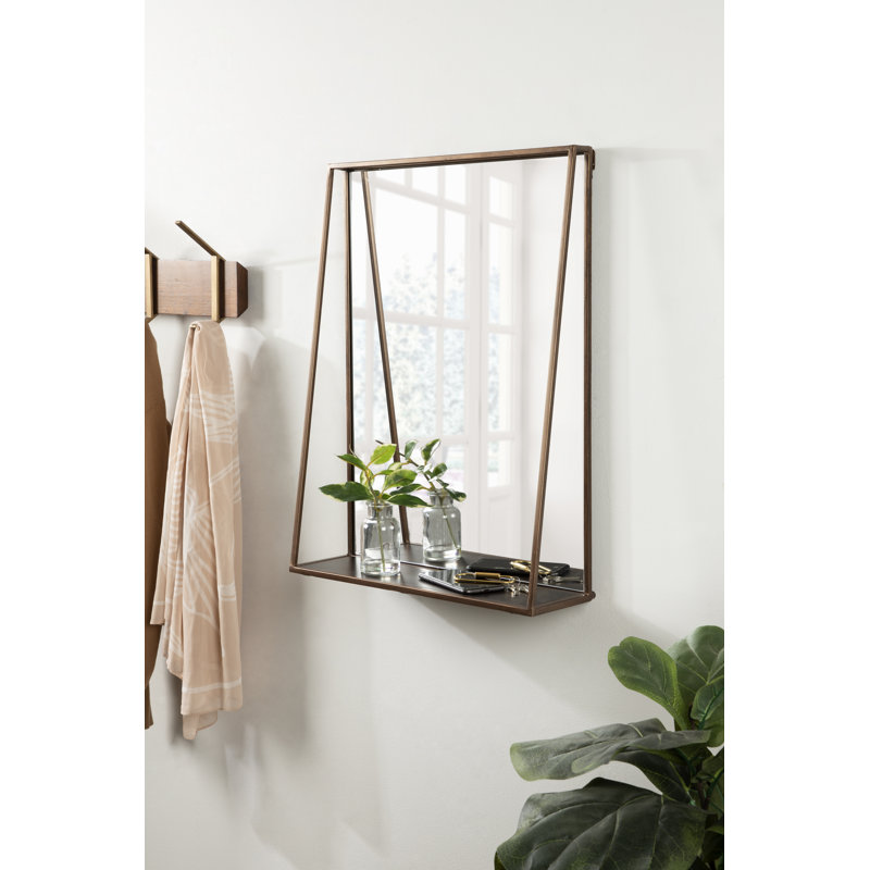 Miroir décoratif avec tablette Carlyssa, 24 po x 18 po, Bronze