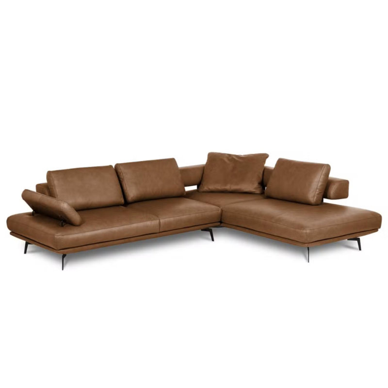 Trumansburg Power Reclining Corner Sofa in Genuine Leather, Right Hand Facing, Cognac
