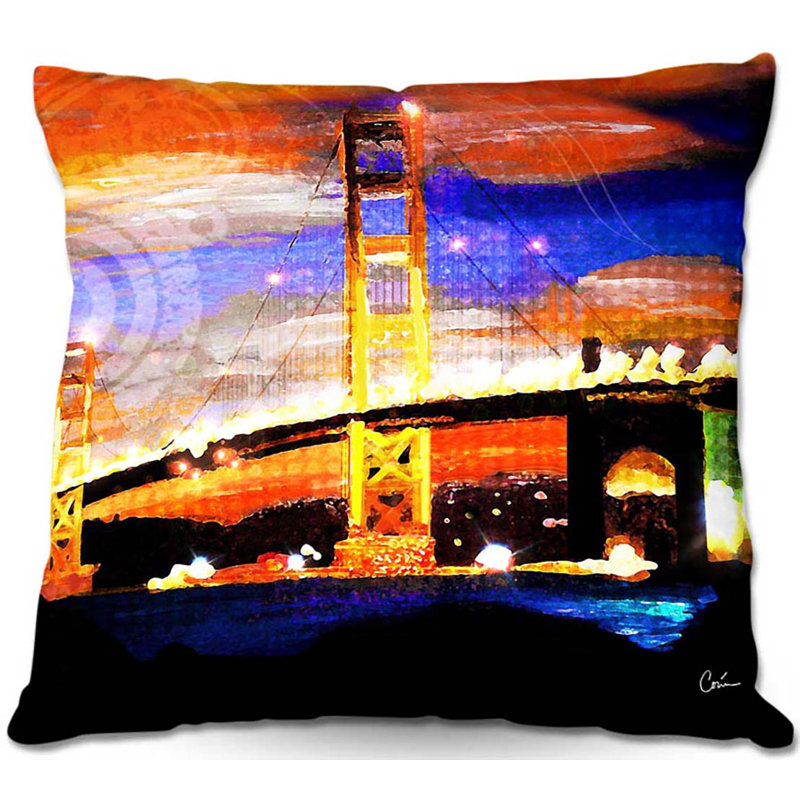 Coussin décoratif carrée de canapé golden gates sf, 18 po x 18 po