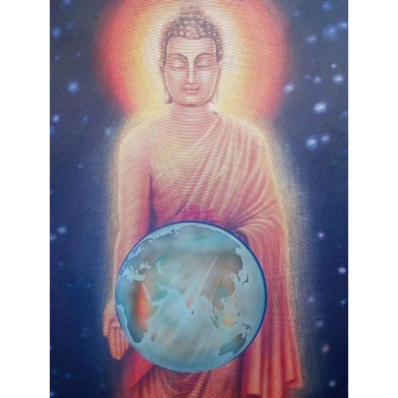 Bouddha pour la paix, peinture à l'acrylique par Ghanshyam Gupta