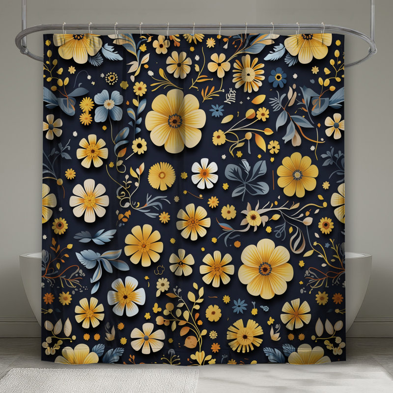 Rideau de douche à motif floral - Bohème bohémien, 70in W x 93in H