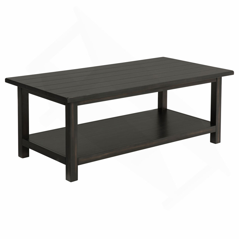 Distressed Wood Coffee Table with Shelf