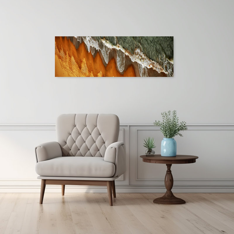 «Abstract Beach Waves», art mural côtier abstrait et vibrant contemporain, H 12 po x l 36 po