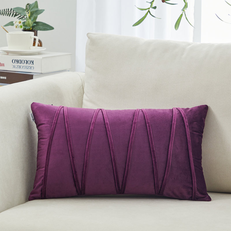 Coussin en velours à chevrons, Mauve