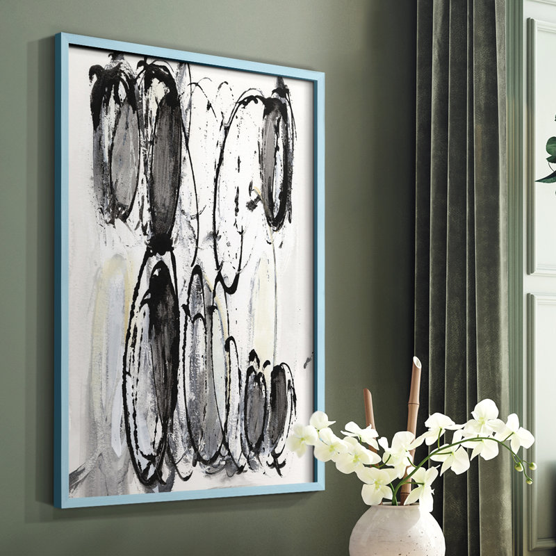 Gray Scribbles II, reproduction encadrée - bois massif, H 10 po x l 8 po, Bleu