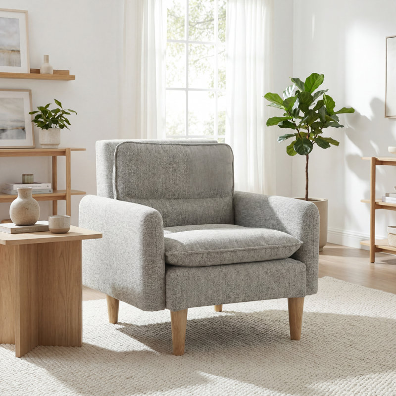 Upholstered Fabric Armchair, Beige
