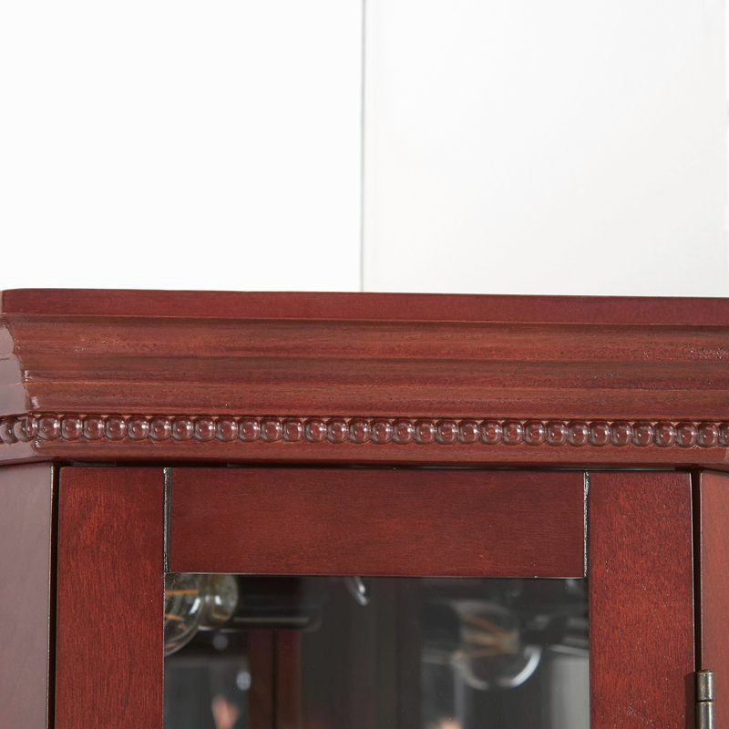 Corner Curio Cabinet with Light And adjustable Shelf, Red