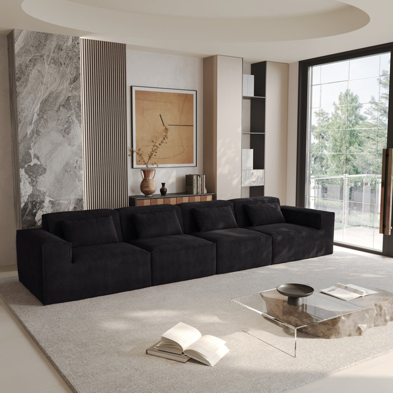 Canapé modulaire rembourré 4 pièces Berrysburg, 27.56" H x 149.62" W x 37.4" D, Black